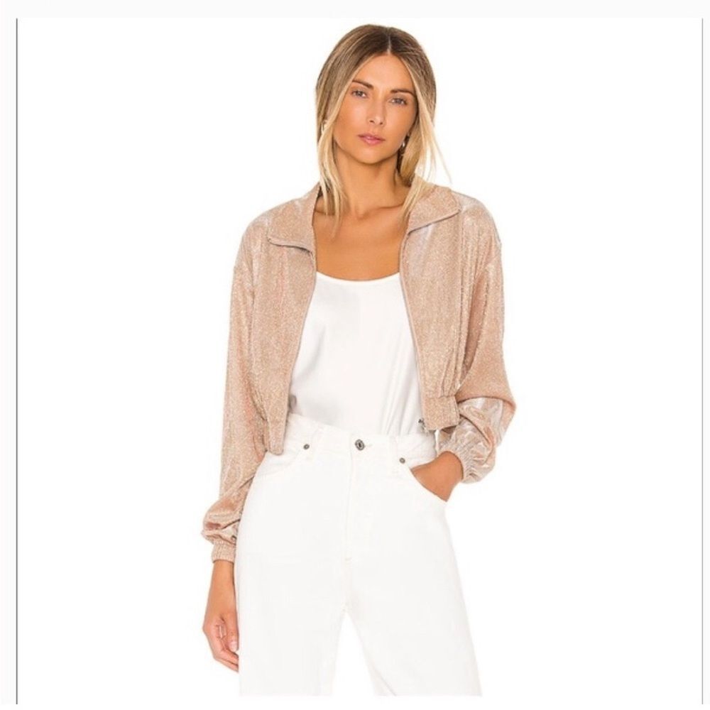 Revolve Superdown Brianna Metallic Jacket in Rose Gold‎ Women's Size Medium